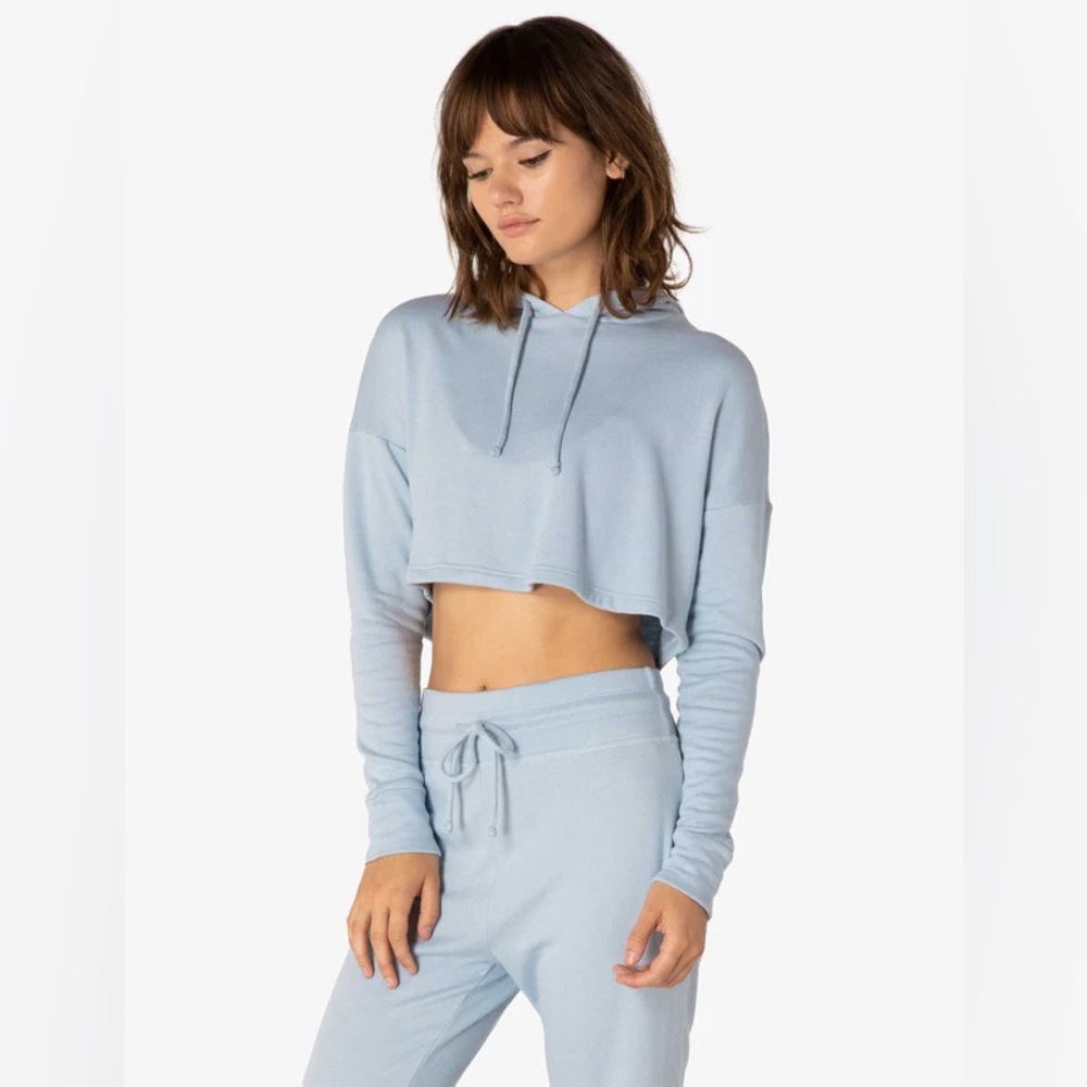 Beyond Yoga Wonders Never Fleece Super Cropped Hoodie in Blue Bells